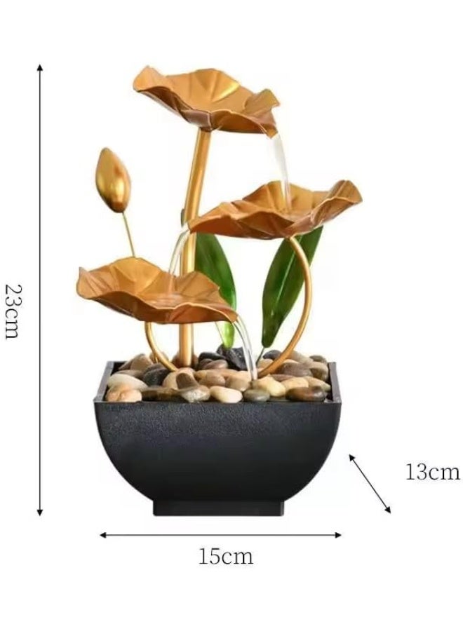 Tabletop Water Fountains for Home Office Décor – Desktop Waterfall Leaf Fountains Deep Basin Natural River Rocks Indoor Zen Relaxation Sound Bedroom, Livingroom - Image 2